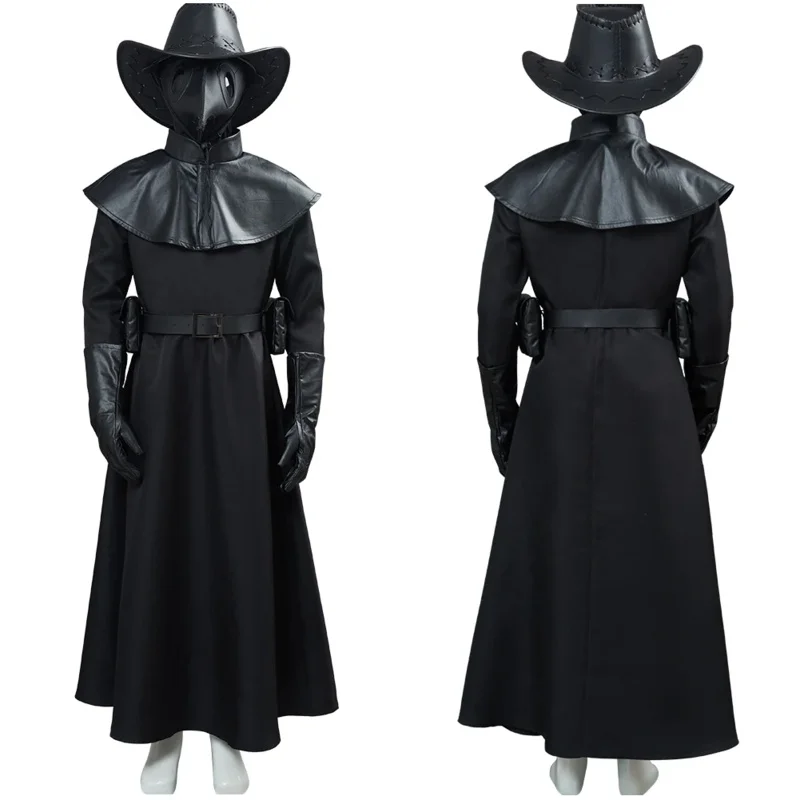 Plague Doctor Cosplay Costume Outfit Full Set Halloween Carnival Suit Kids Children