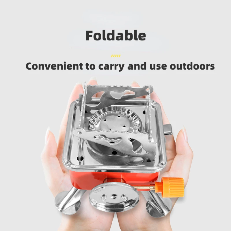 Outdoor Mini Square Stove Portable Folding Gas Stove Card Camping Cooking Utensil Ultra-Light Travel Cookware Hiking Equipment