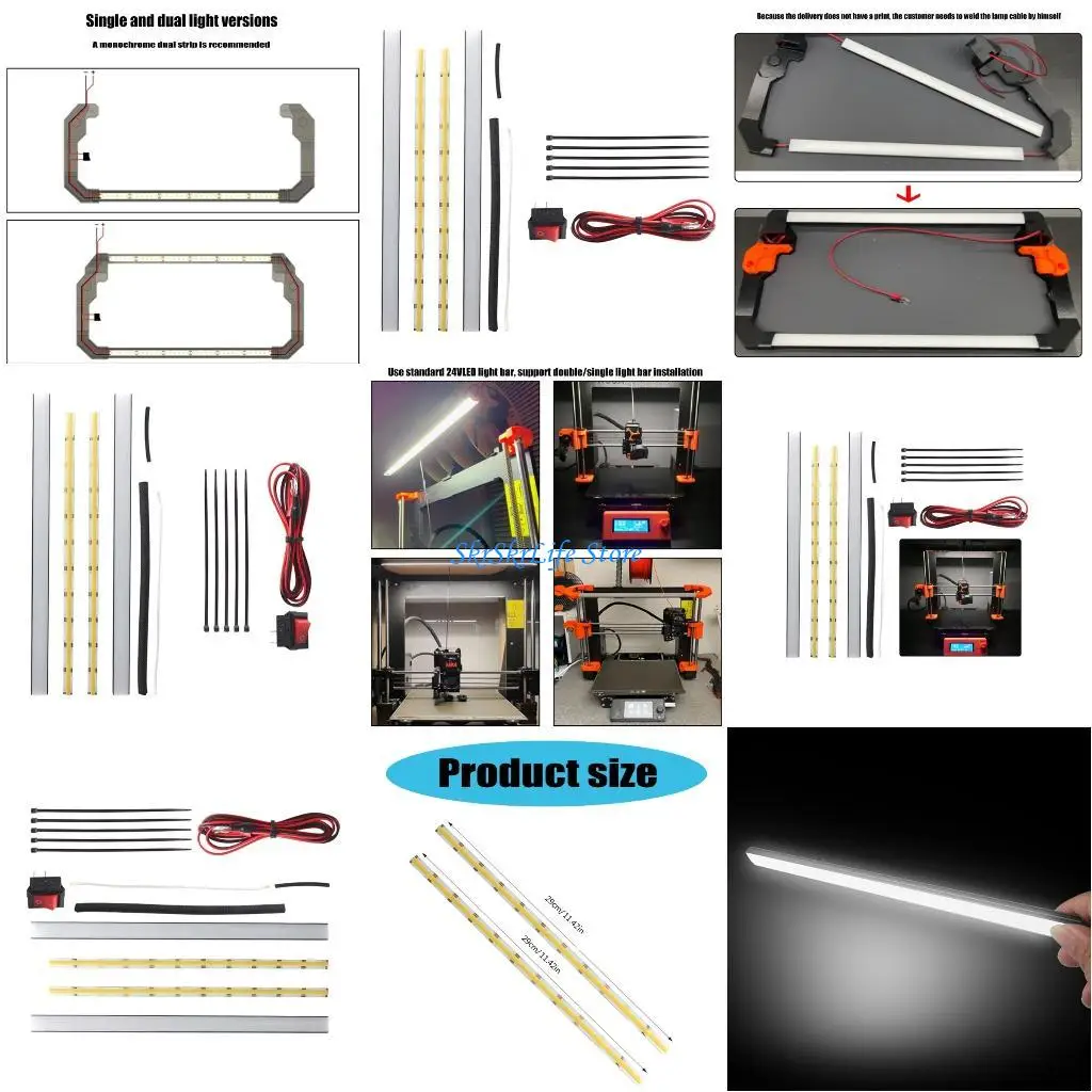 

E65E 3D Printer LED Lighting Strips Double White/Yellow for MK4 Brackets