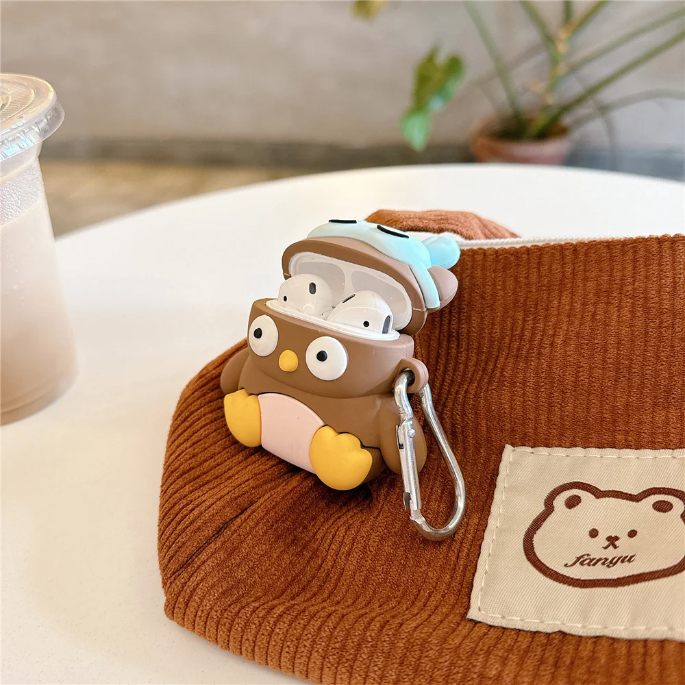 Funda protectora para auriculares inalámbricos, funda de silicona con dibujos animados creativos, búho, bolsa de decoración genial, para Airpods 4, 2024, 3 pro 2