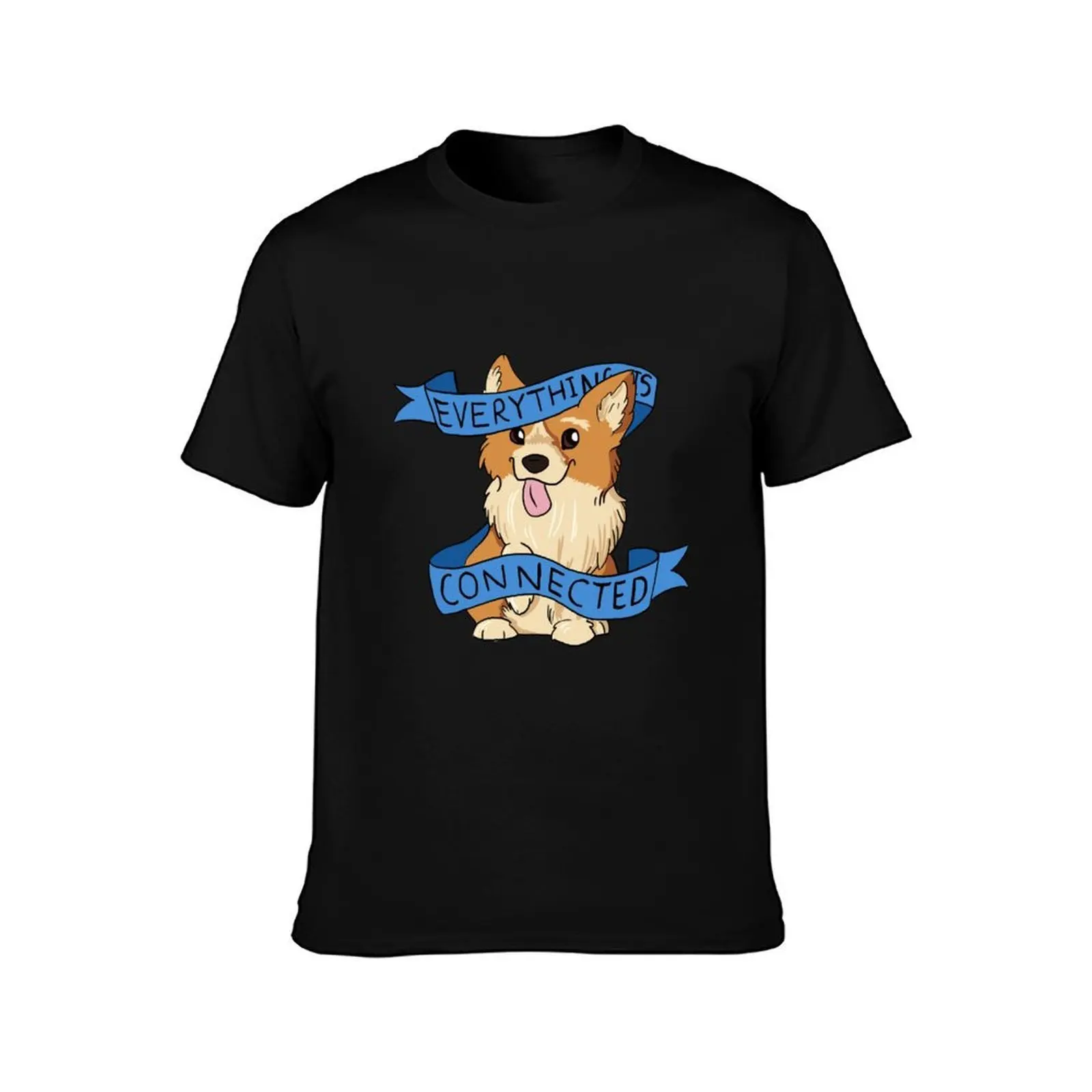 Everything is Connected Corgi T-Shirt, Summer Casual Cotton Tee, Oversized Streetwear Tops, Vintage Graphic Print, 100% Cotton