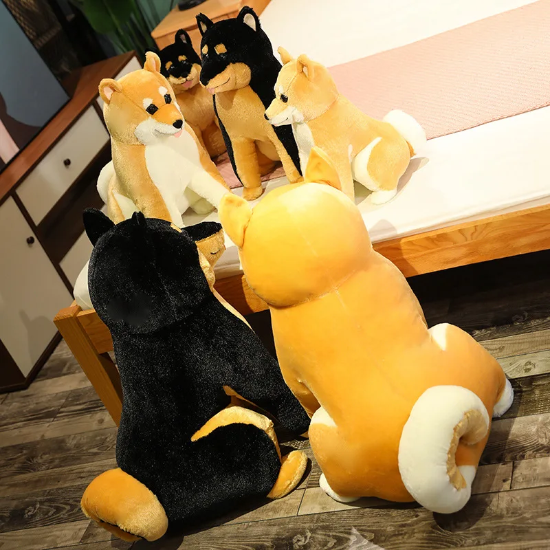 35-65cm New Real Life Shiba Inu Dog Plush Toy Realistic Animal Sitting Puppy Dolls Stuffed Soft Cartoon Toys Birthday Gift