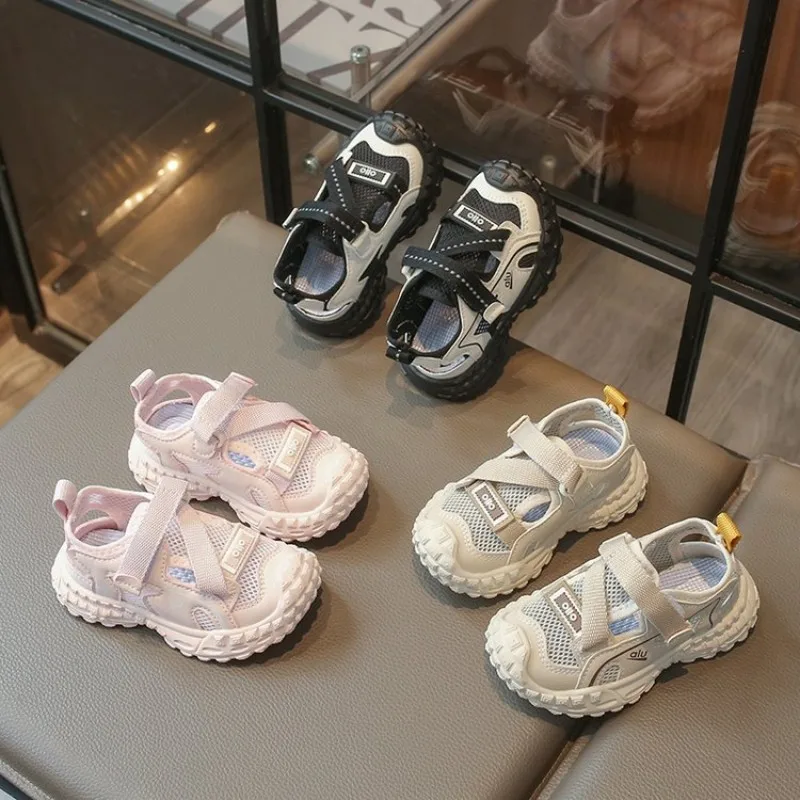 

Toddler Kids Breathable Mesh Closed Toe Sport Sandals Boys Girls Anti-collision Adjustable Velcro Strap Non-slip Outdoor Summer