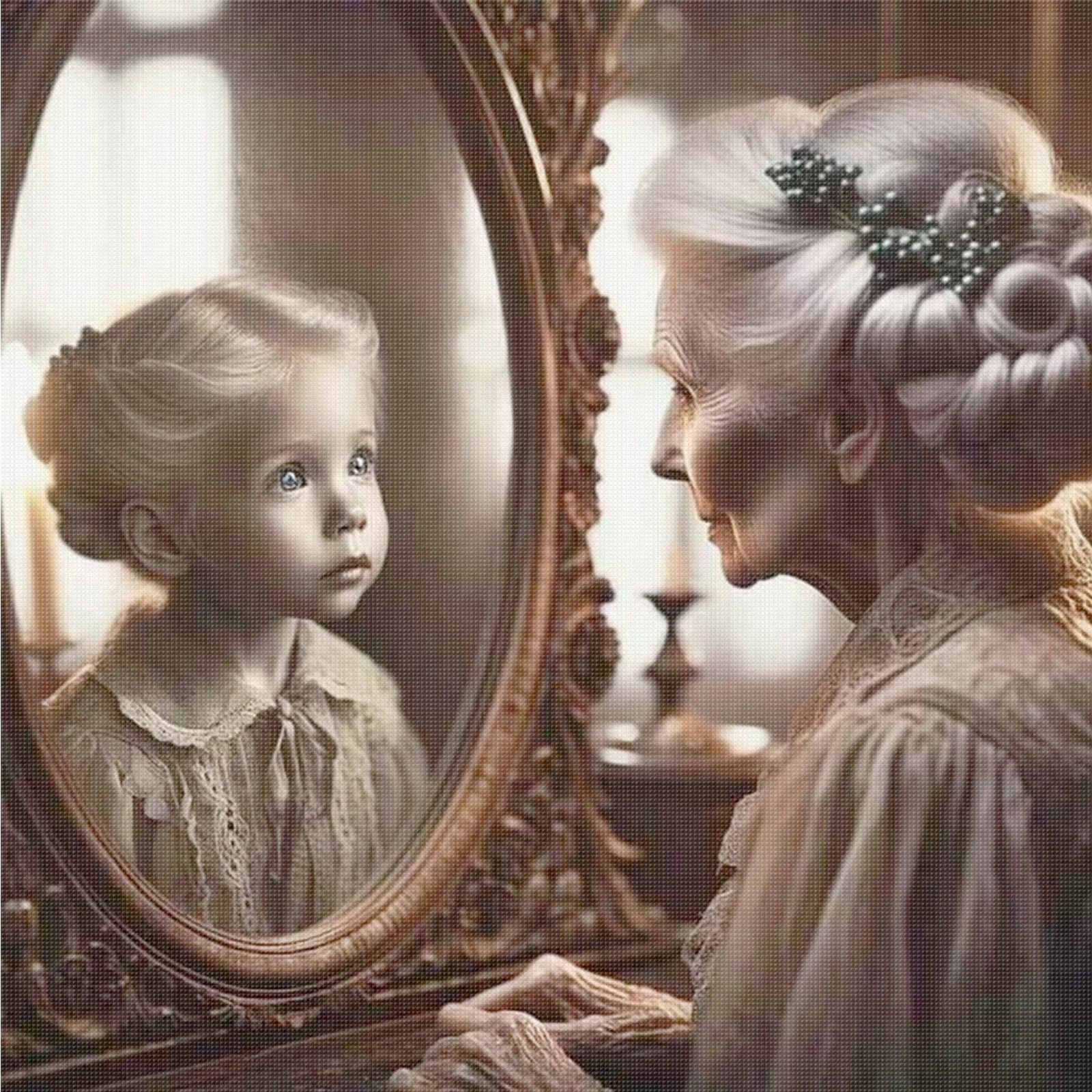 

Mirror of Time Full 11CT DIY Counted Needlework Embroidery Kit for Adults Home Decor Cross Stitch Embroidery Kits 17.72x17.72in