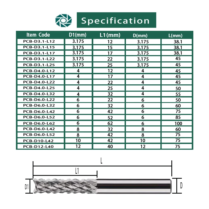 LIYU Solid Carbide Corn End mill Milling Cutter Bits D0.8 1.0 1.6 1.8 2.4 3.1 PCB End Mill CNC Cutting Milling Tools
