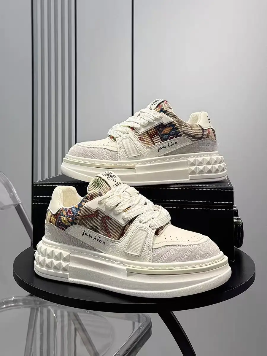 

Men's Casual Sports oes Spring Season Embroidered Thi Bot Heightening Leisure Board oes Lightweight Trendy Slip-On