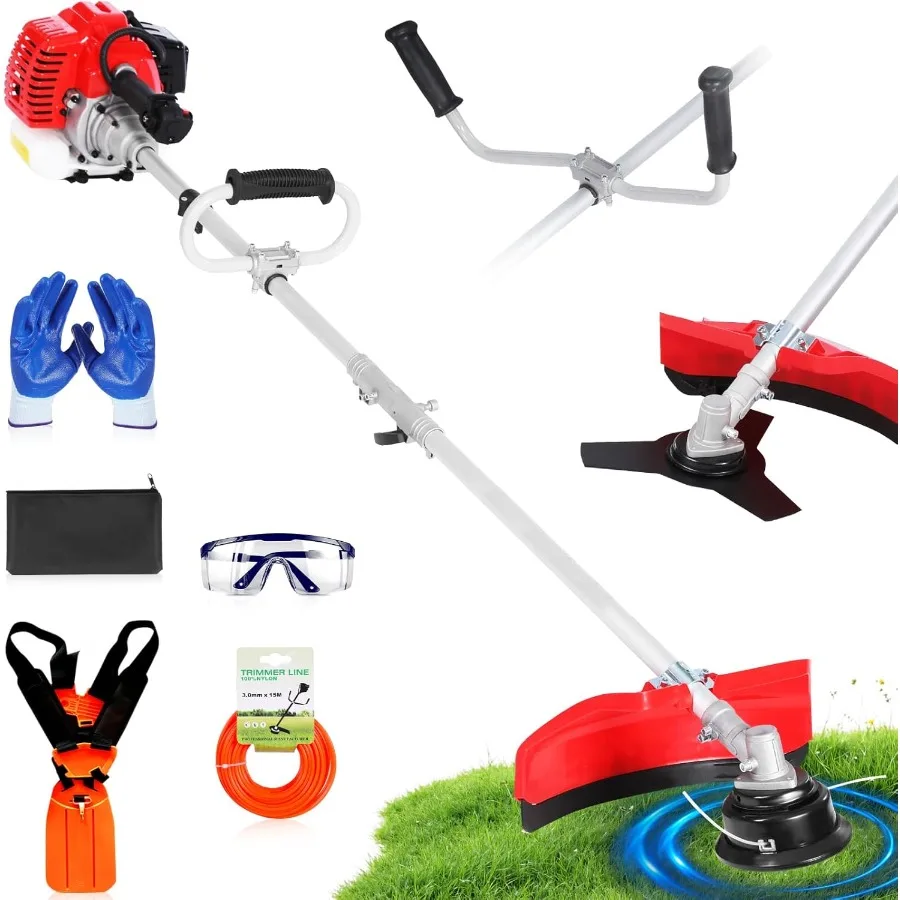 قاطع فرشاة آكل الأعشاب الغاز 3in1 52cc أداة تشذيب سلسلة شديدة التحمل لفرشاة كبيرة الحجم منخفضة الاهتزاز للأعشاب مع Sh قابل للفصل