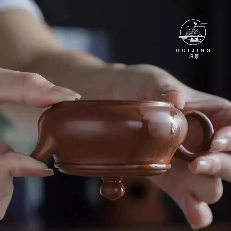 Guijing| Minglu| Chaozhou Hand-Pulled Fully Handmade Purple Clay Thin-Walled Teapot Wide-Mouth Original Ore Brewing Pot