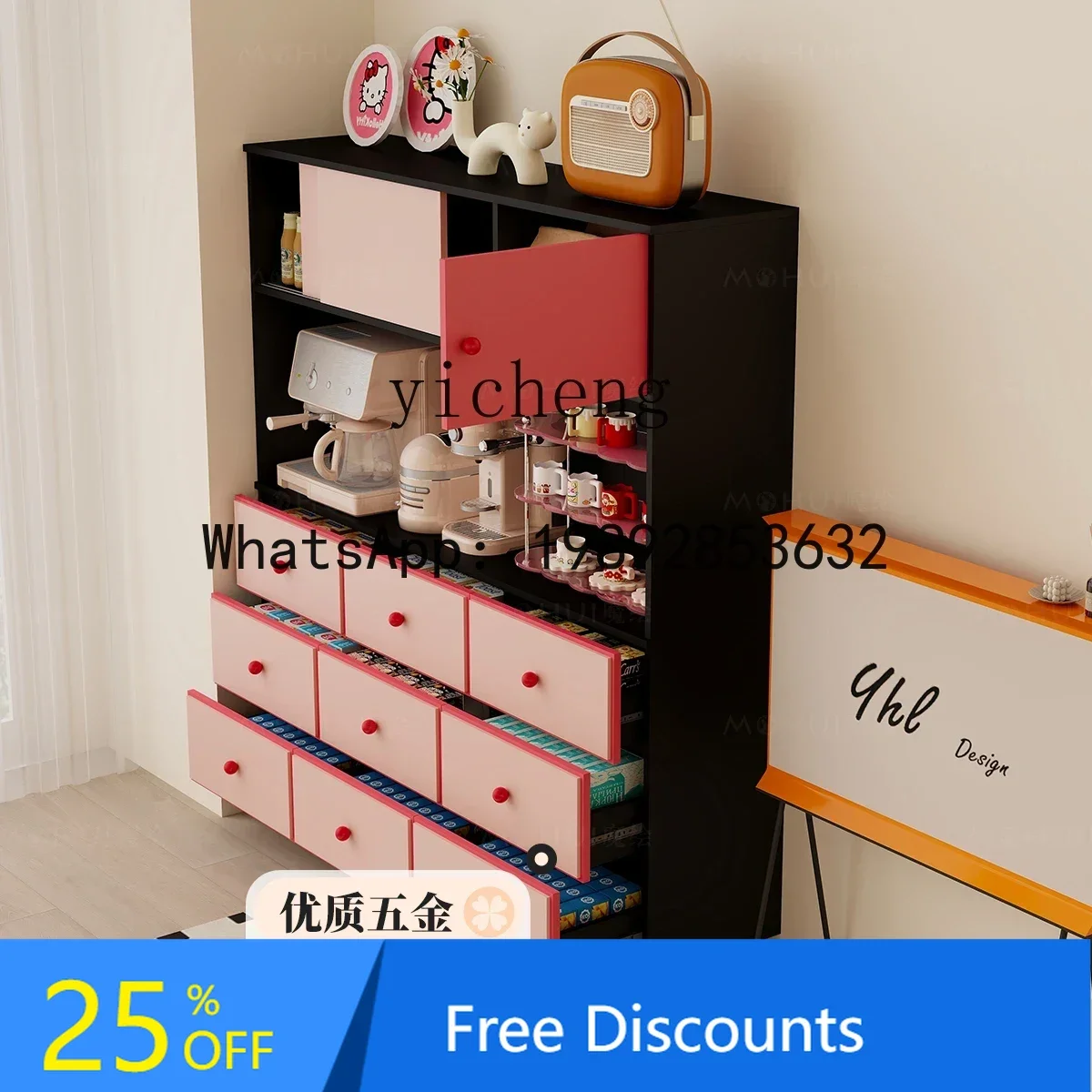side cabinet large capacity  entrance nine chest cabinet with seat rack multi-functional tea cabinet living room decoration