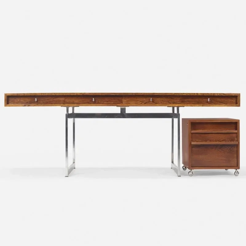 Medieval desk retro modern simple desk writing  stainless steel Italian study furniture