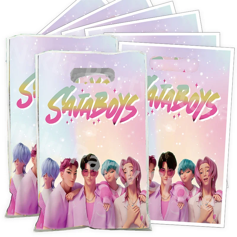 사자보이 파티 가방 데몬 헌터 생일 장식 플라스틱 선물 가방 캔디 박스 베이비 샤워 소녀 파티 용품 장식