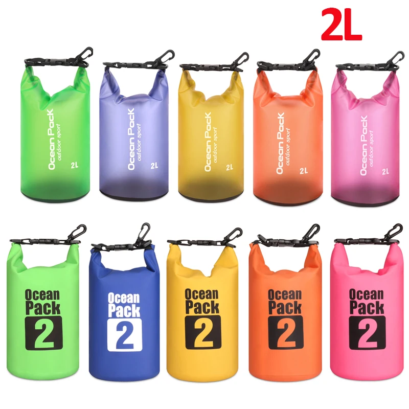 2L PVC Mesh Bags Lightweight Outdoor Waterproof Dry Bag For Camping Drifting Hiking Swimming Rafting Kayaking River Trekking Bag