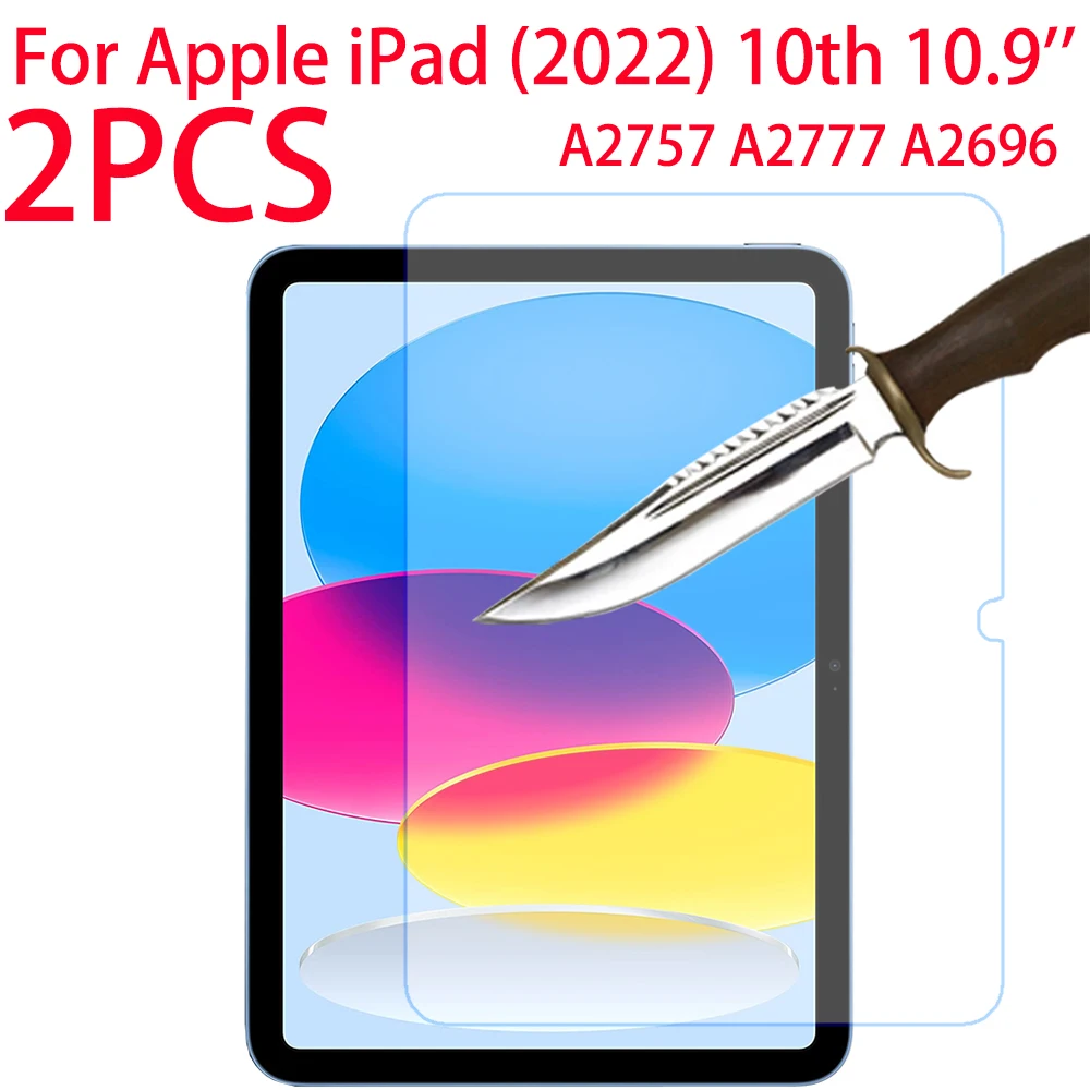 

2 Packs Tempered Glass For Apple iPad 10th Gen 10.9 inch 2022 A2757 A2777 A2696 Screen Protector For iPad 10th Protective Film