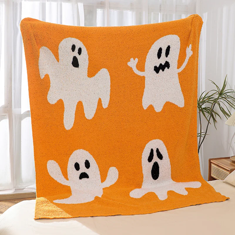 

Halloween Thread Blanket Half Fleece Nap Cover Blankets Knit Jacquard Blankets Keep Warm and Thicken Shawl Blankets Decoration