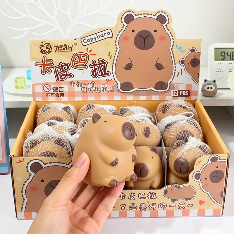 1PCS Cute Capybara Squishy Stress Relief Toy Cute Cartoon Animal Squeeze Fidget Toys,  Playing Funny Dolls Birthday Gift