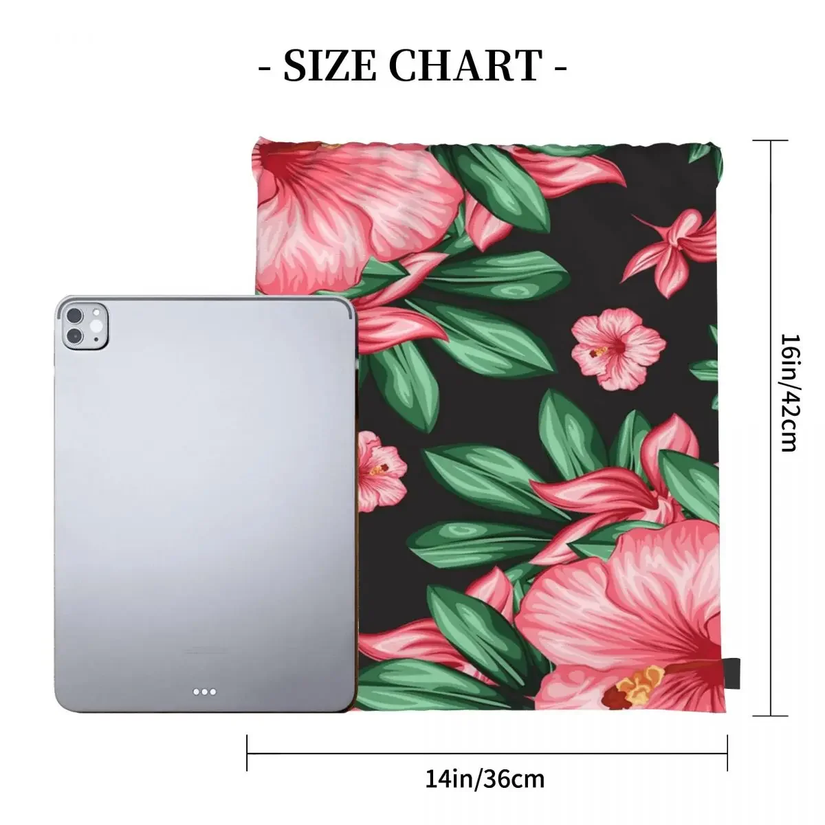 Hibiscus Flowers Pattern Backpacks Casual Portable Drawstring Bag Drawstring Bundle Pocket Storage Bag BookBag For Travel School