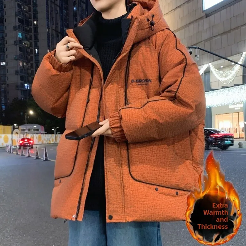 

Новая мужская хлопковая куртка 2025 года: зимнее пальто с капюшоном, теплое, для молодежи и старшеклассников, защита от холода, повседневное, свободный крой, длинный рукав, на молнии