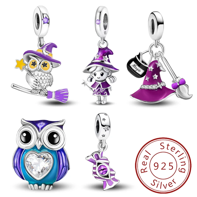 925 Sterling Silver Halloween Magic Hat Phantom Pumpkin Devil Fit Diy Bracelet Necklace Making Gift Of High Quality Fine Jewelry