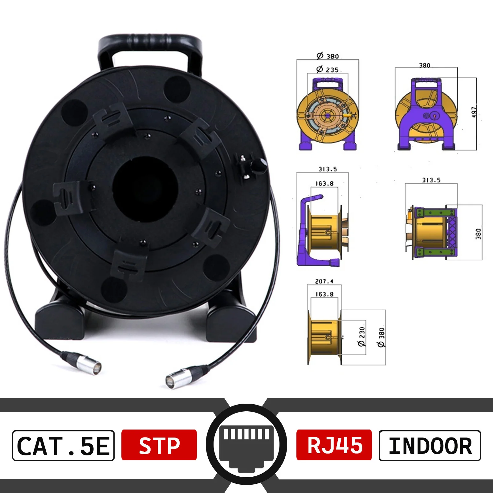 PCD380 with Outdoor/Indoor UTP/STP RJ45 Cat.5E/Cat.6A Ethernet Professional Network Extension Cable Reels for Stage Performance