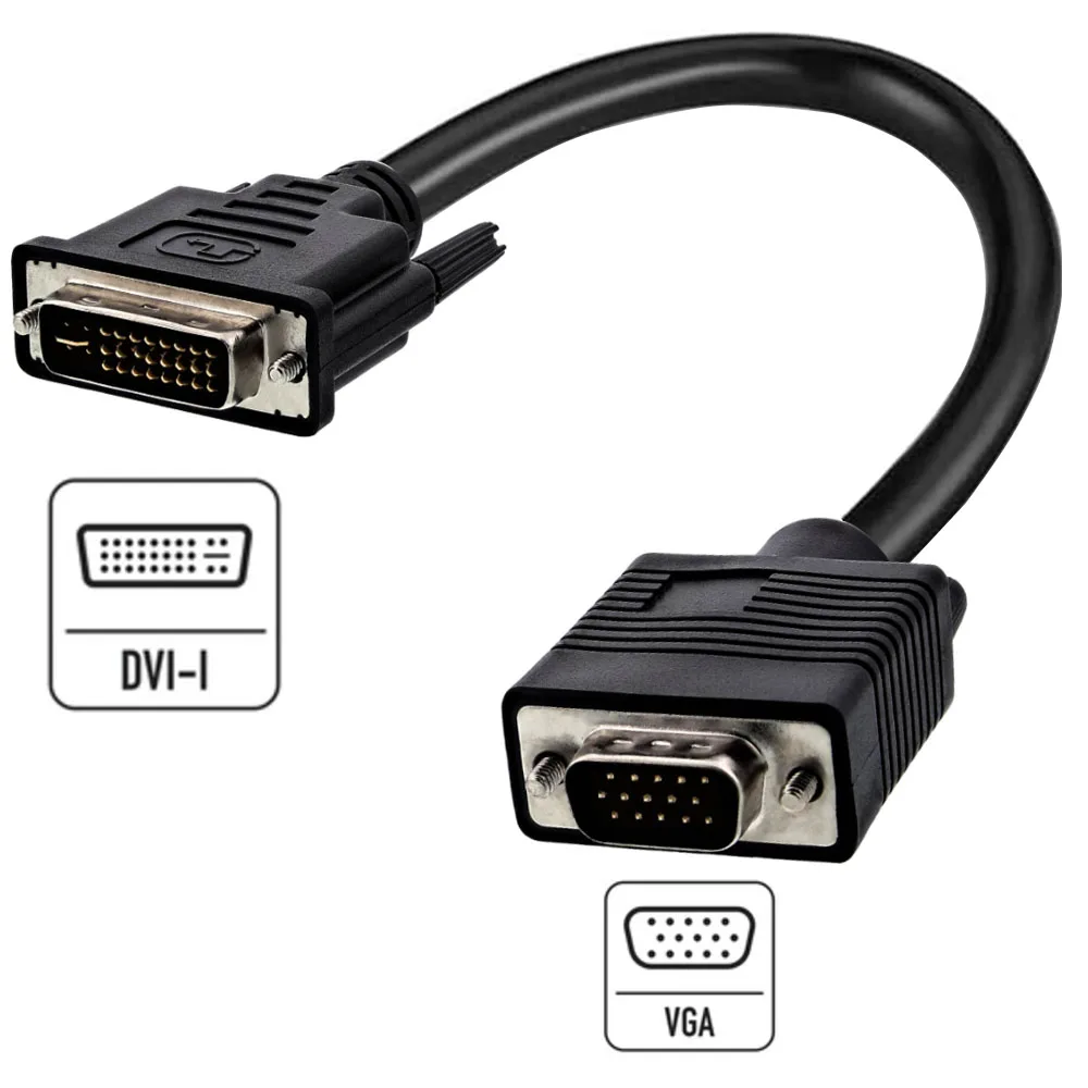 DVI-I to VGA Cable Passive 24+5 DVI to VGA Adapter Cable DVI-I Male to VGA Female Cable Adapter for PC Monitor