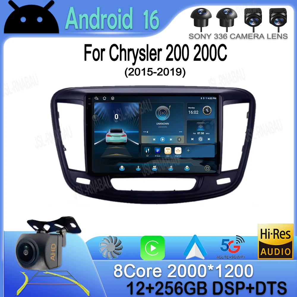 Car Radio Android 16 Multimedia Video Player For Chrysler 200 200C 2015 - 2019 Carplay Android Auto Stereo GPS Navigation WIFI