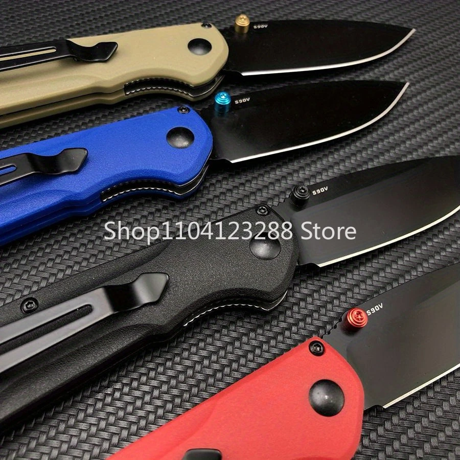 565 Knife Outdoor Pocket Folding Knife EDC Multifunctional Camp Fishing Tool Satin Plain Blade Nylon Wave Fiber Fiber Handles