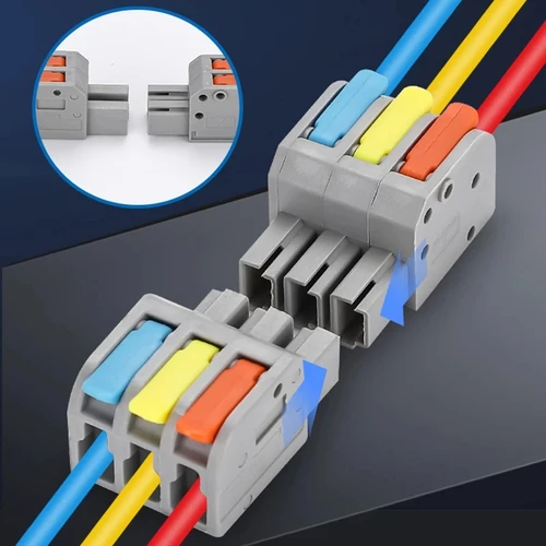 Mini conector de cable rápido de acoplamiento, conectores de cableado eléctrico compactos universales, bloque de terminales de Conductor a tope de empuje, 10 Uds.