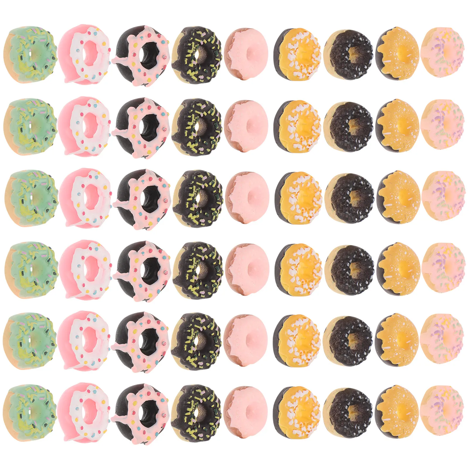 

60Pcs Resin Donut Charms Mini Simulation DIY Phone Case Cover Decor Delicate Flat Back Resin Craft Accessories