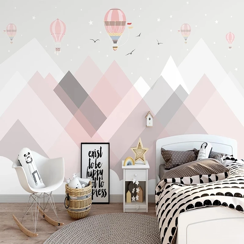 Custom Wallpaper Hand Painted Dream Valley Hot Air Balloon Mural Bedroom Children's room Living room TV background restaurant 8d