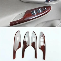 For TOYOTA Corolla 2007-2013 Left Hand Drive 4PC Wood ABS Car Door Window Lift Switch Buttons Cover Trim Car Styling Parts