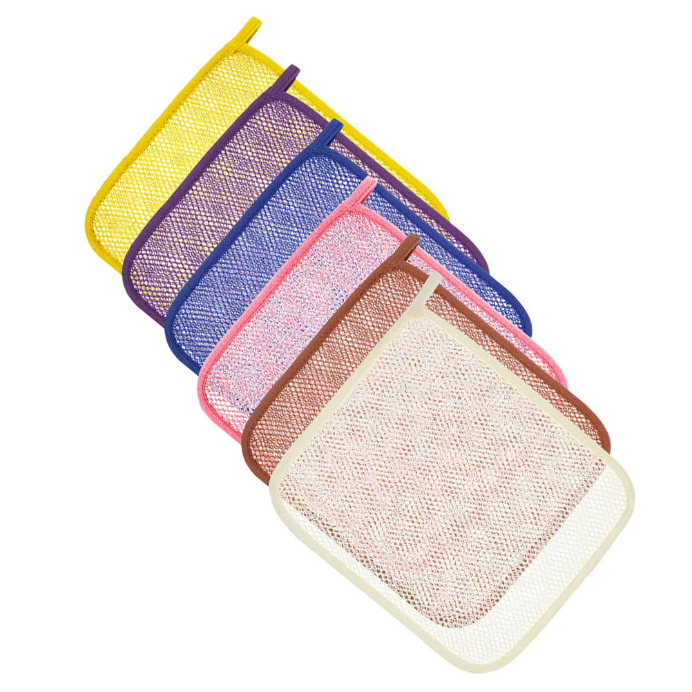 

6 Pcs Double Layer Nylon Bath Towel Exfoliating Scrubber for Shower Body Washing Soft Lightweight Portable