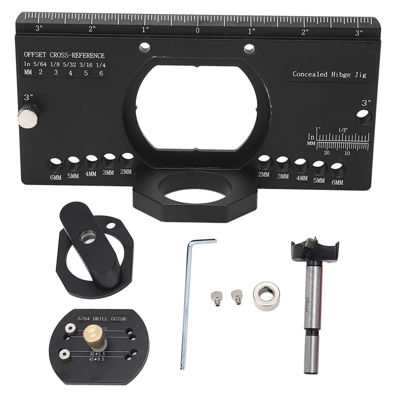 35Mm Concealed Hinge Jig Kit With Drill Guide Locator,Hinge Hole Punch For Hinge Boring, Cabinet And Door Installation