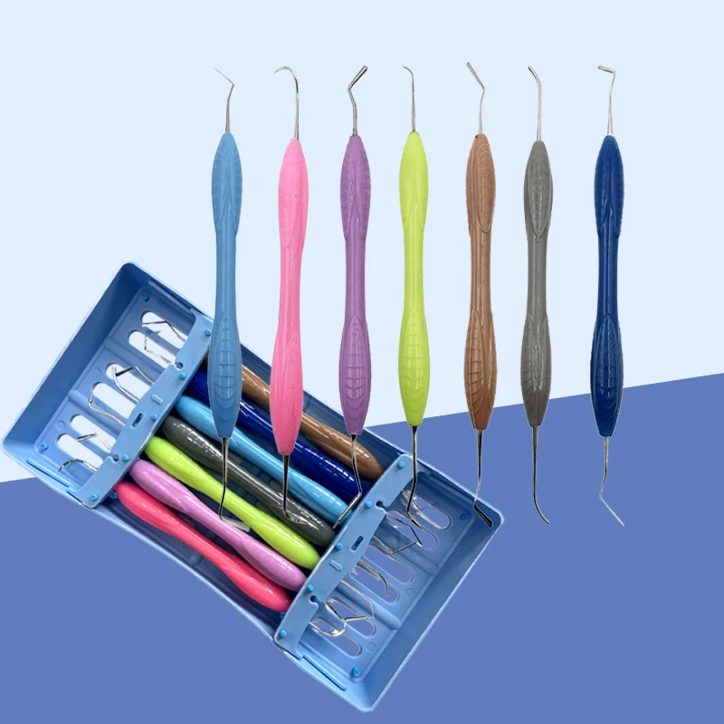 Dental Composite Resin Filling Spatulas Aesthetic Restoration Set with Disinfection Box Autoclavable Dental Instrument