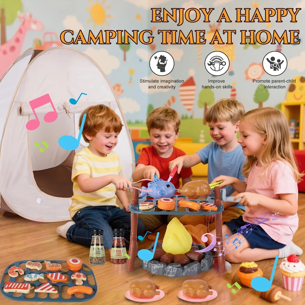 Kinder Camping Zelt Set Baby Spielplatz Miniatur Lebensmittel Kinder Zelt Haus Indoor Outdoor Eltern-kind-Interaktive Spiel Spielzeug