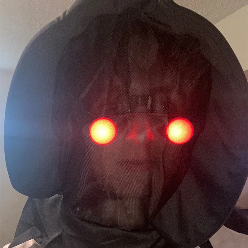 ZA01 Grim Reaper Хэллоуин жуткий костюм детский косплей халат со светящимися красными глазами коса смерти вечерние страшная одеждаZa0@