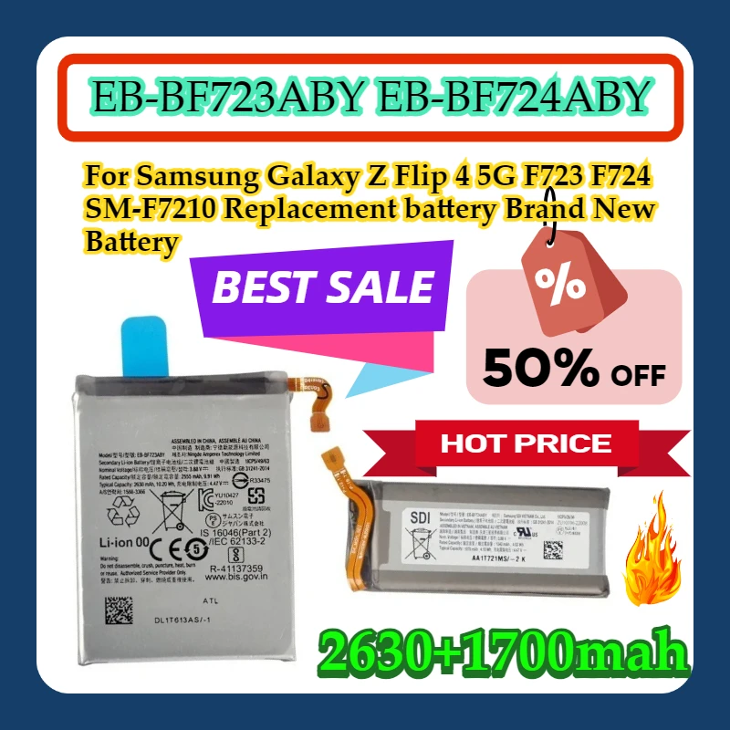 

Для Samsung Galaxy Z Flip 4 5G F723 F724 SM-F7210 Сменный аккумулятор Совершенно новый аккумулятор EB-BF723ABY EB-BF724ABY