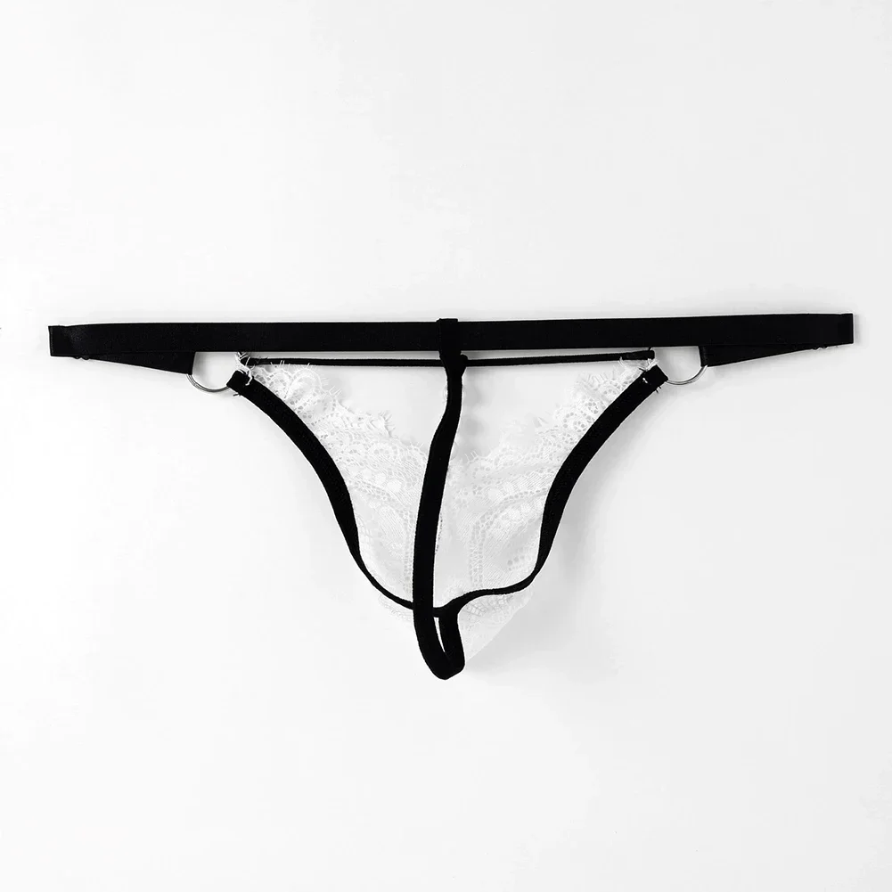 الرجال مثير g-سلسلة الانتفاخ الحقيبة سيور الدانتيل الملابس الداخلية ملخصات مثلي الجنس السروال T-الظهر سراويل انظر من خلال المثيرة الملابس الداخلية