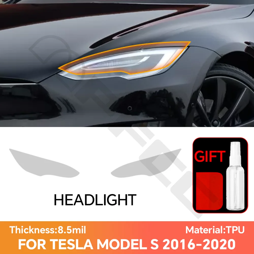 

For Tesla Model S 2016-2020 TPU Clear Headlight Rearview Film 8.5Mil PreCut DIY Paint Protection Film PPF Bra Anti-scratch Film
