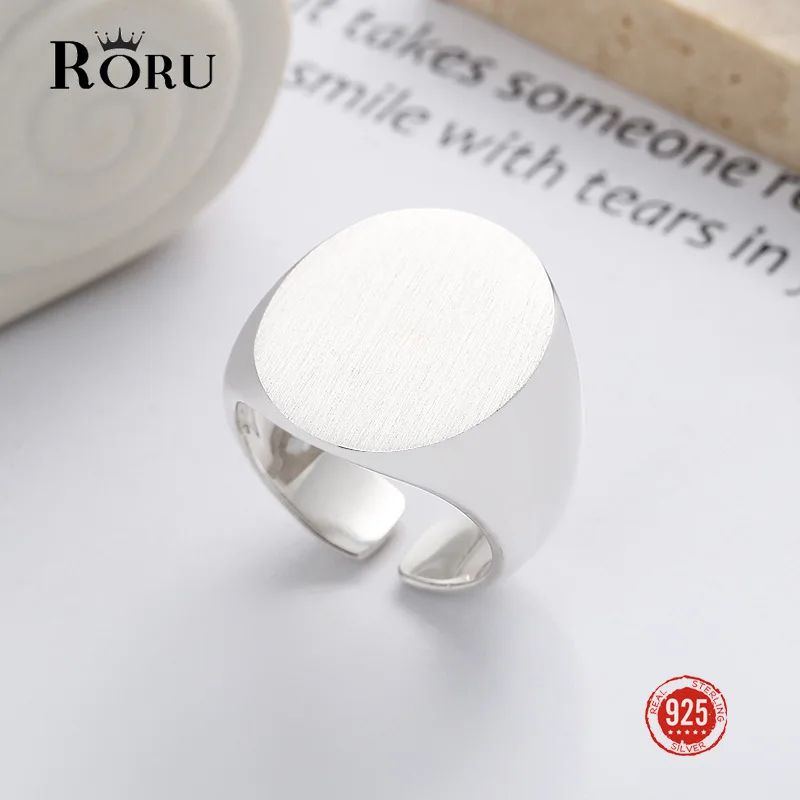 

S925 Silver Stylish Retro Minimalism Geometric Round Unisex Style Creative All-Match Design Open Ring for Women Men