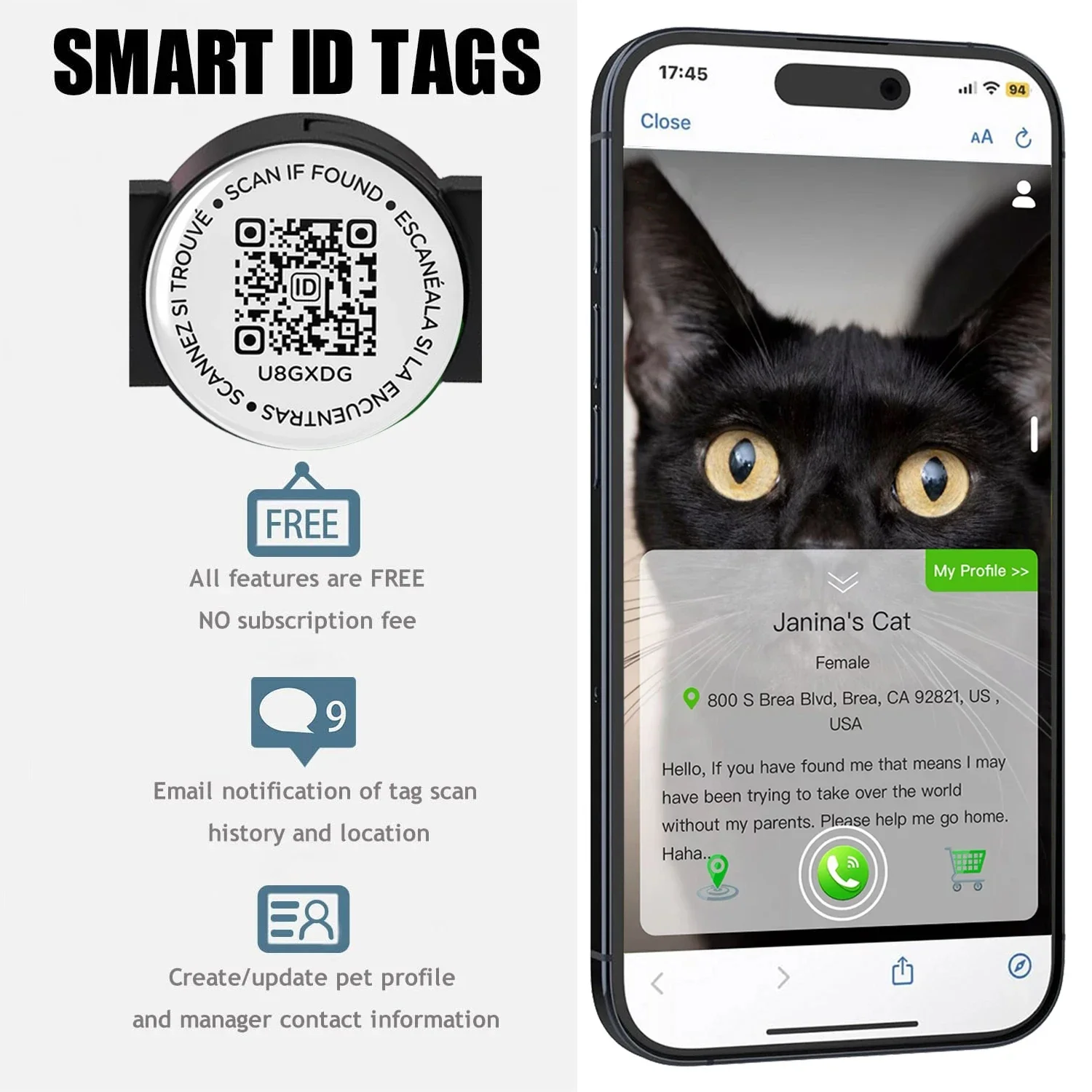 طوق القطط المضيء مع علامة معرف الحيوانات الأليفة الذكية لطوق القطط المتفصل مع حامل AirTag وجرس لعلامة Apple