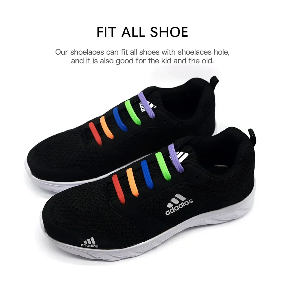 16pcs/Lot Lazy Shoes Accessories Elastic Silicone Shoelaces Shoelace Creative Kids Adult Sneakers Quick No Tie Rubber Shoelaces image 2
