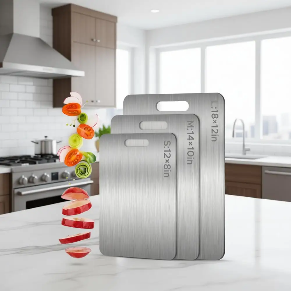 

Двусторонняя титановая разделочная доска премиум-класса — прочная, можно мыть в посудомоечной машине, 18x12