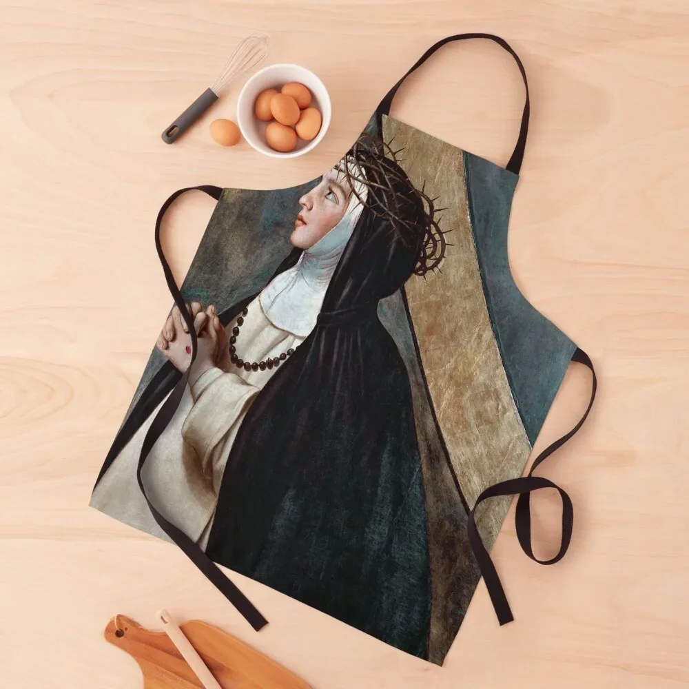 

St Catherine of Siena Apron Kitchen Tools Accessories Kitchen New 2022 Year Smock for hairdressing Apron