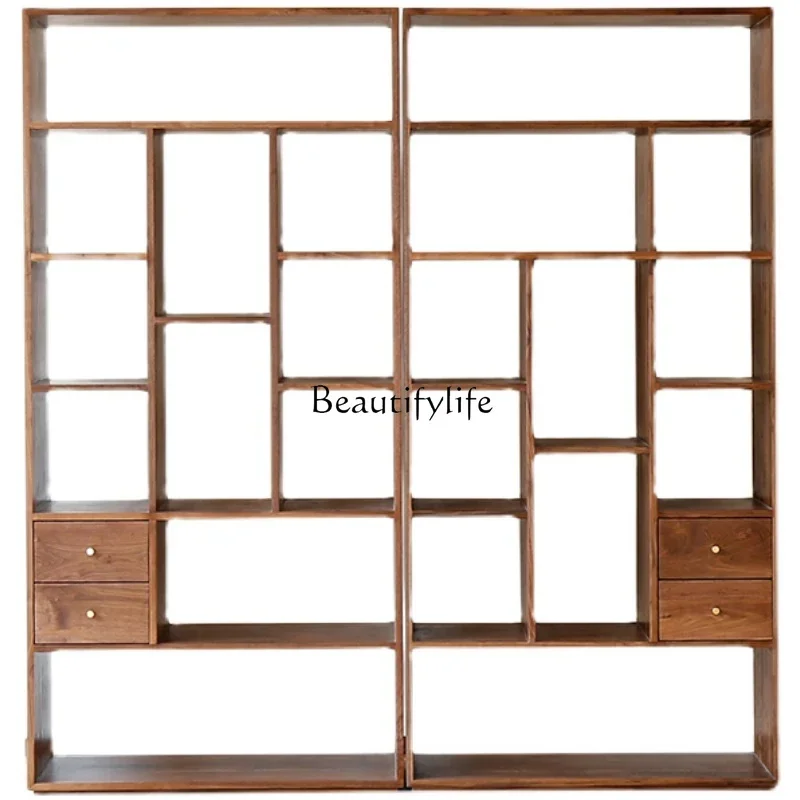 

ls 42North American black walnut solid wood bookcase combination Nordic Japanese bookshelf