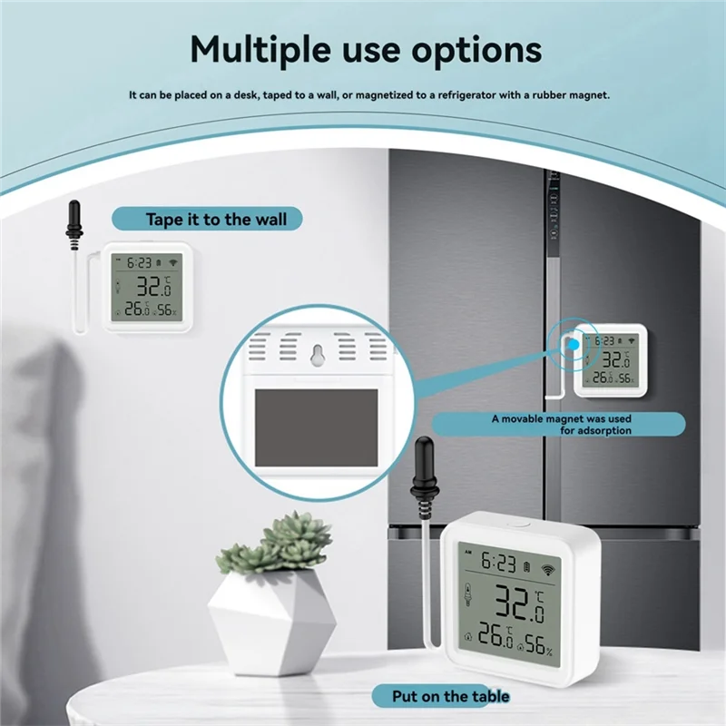 【Hot Selling Items】Tuya Smart Home Wifi Temperature & Humidity Sensor With 1M External Probe App Remote Viewing Temperature Humi