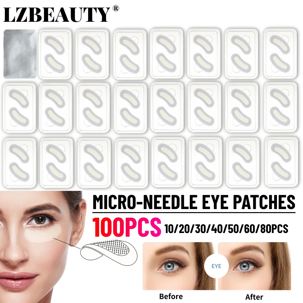 10-100PCS Hyaluronic Acid Microneedle Eye Patches for Anti Wrinkle Aging Dark Circle Moisturizing Under Eye Gel Pad Skin Care