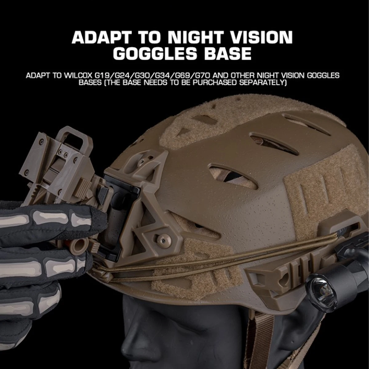 Tactical Helmet Set with Communication Headset Night Vision Model Flashlight for Outdoor Hunting Airsoft Shooting Movie Props