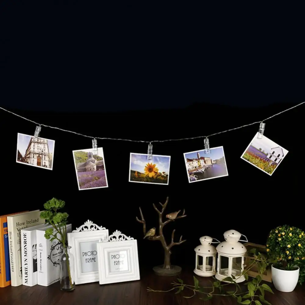 10LED Fairy Lights Photo Clip String Light USB/Battery Powered Lights For Bedroom Christmas Party Photo Wall Wedding Decor