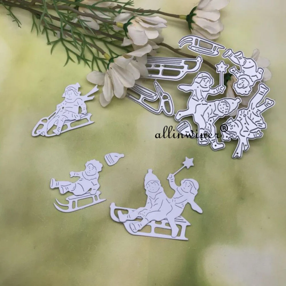 Christmas sleigh kids Metal Cutting Dies for DIY Scrapbooking Album Paper Cards Decorative Crafts Embossing Die Cuts