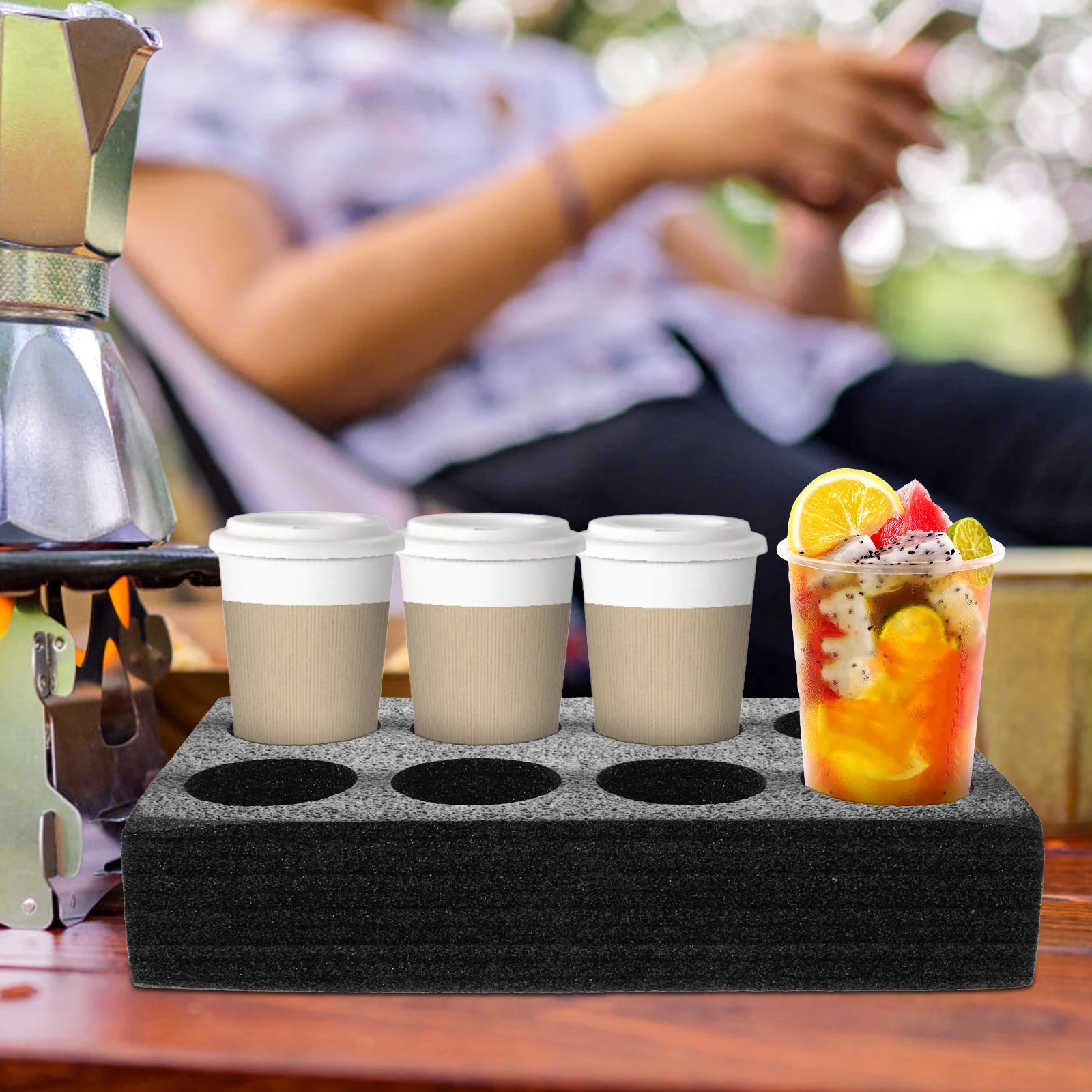 

3Pcs Cup Holder Tray Black Outdoor Takeout Drink Carrier Beverage Packing Hot Cold Travel Practical Anti Collision Food Safe Cup